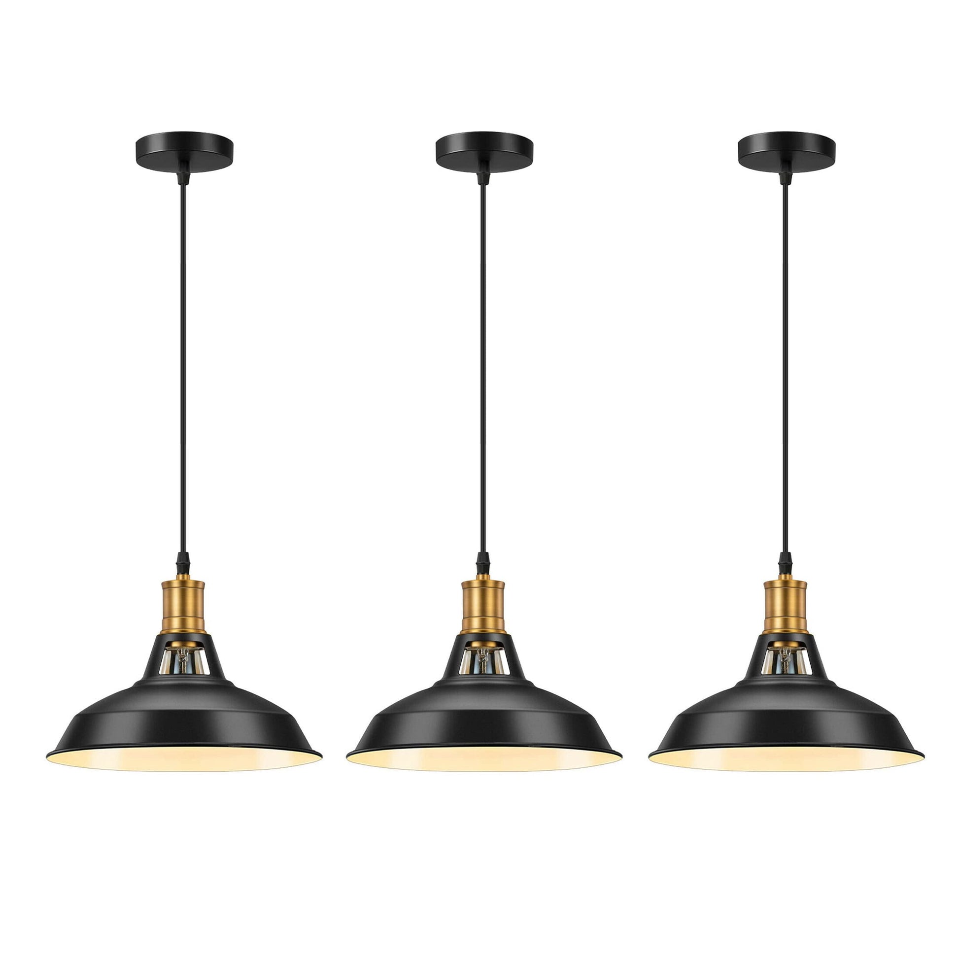 Retro Lustre Suspension Industrielle Plafonnier Abat-jour en métal 3PCS-7