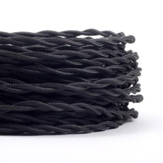 10m 2 Core Twisted Electric Cable Covered By Solid Black Color Fabric 0.75mm~4756-3