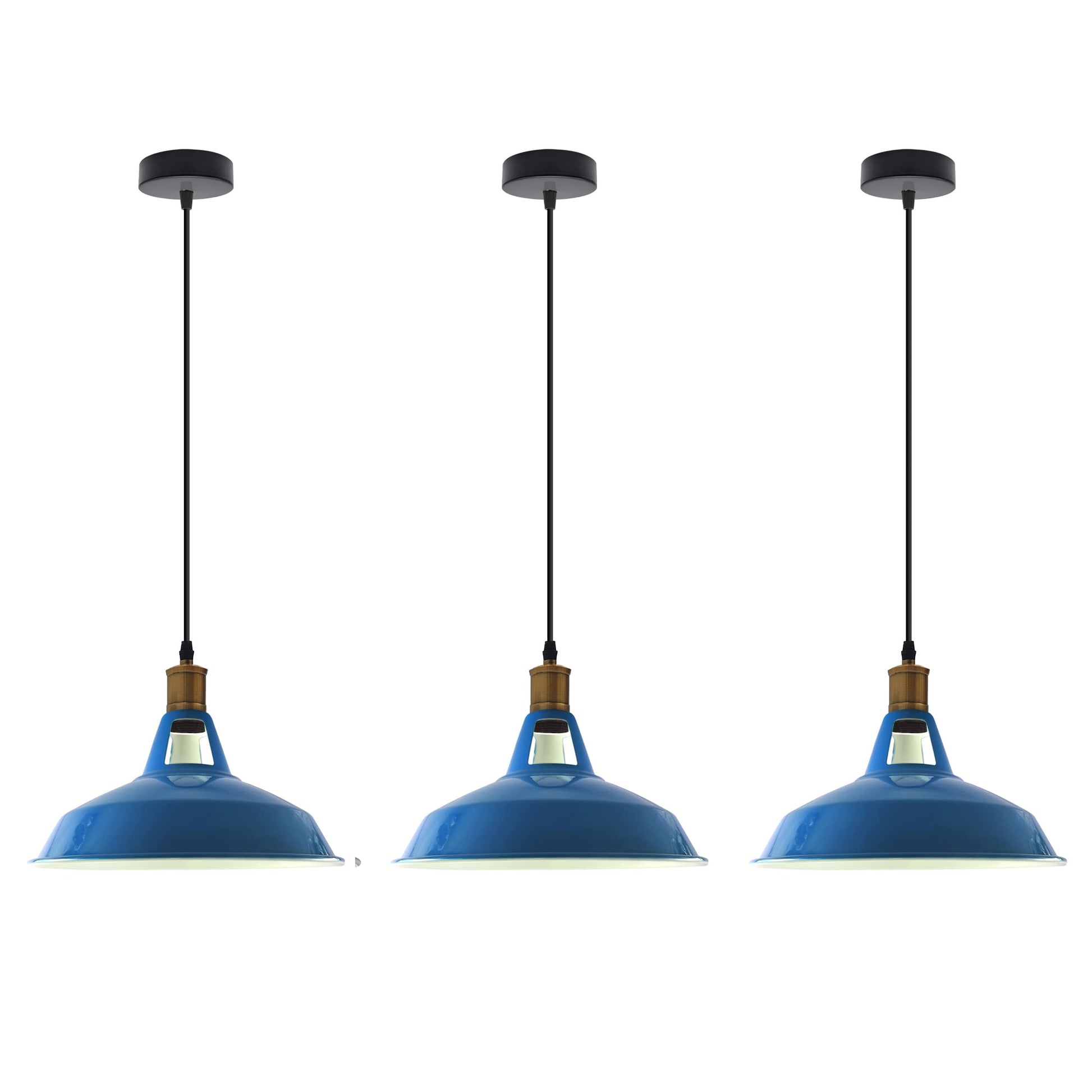 Retro Lustre Suspension Industrielle Plafonnier Abat-jour en métal 3PCS-8