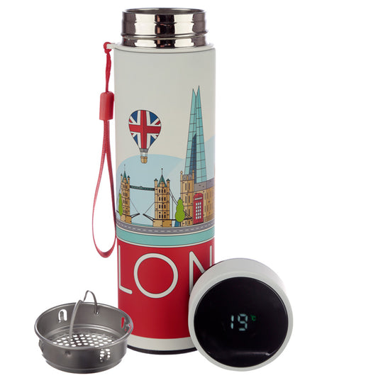 Reusable Insulated Drinks Bottle Digital Thermometer - London Icons BOT85-0