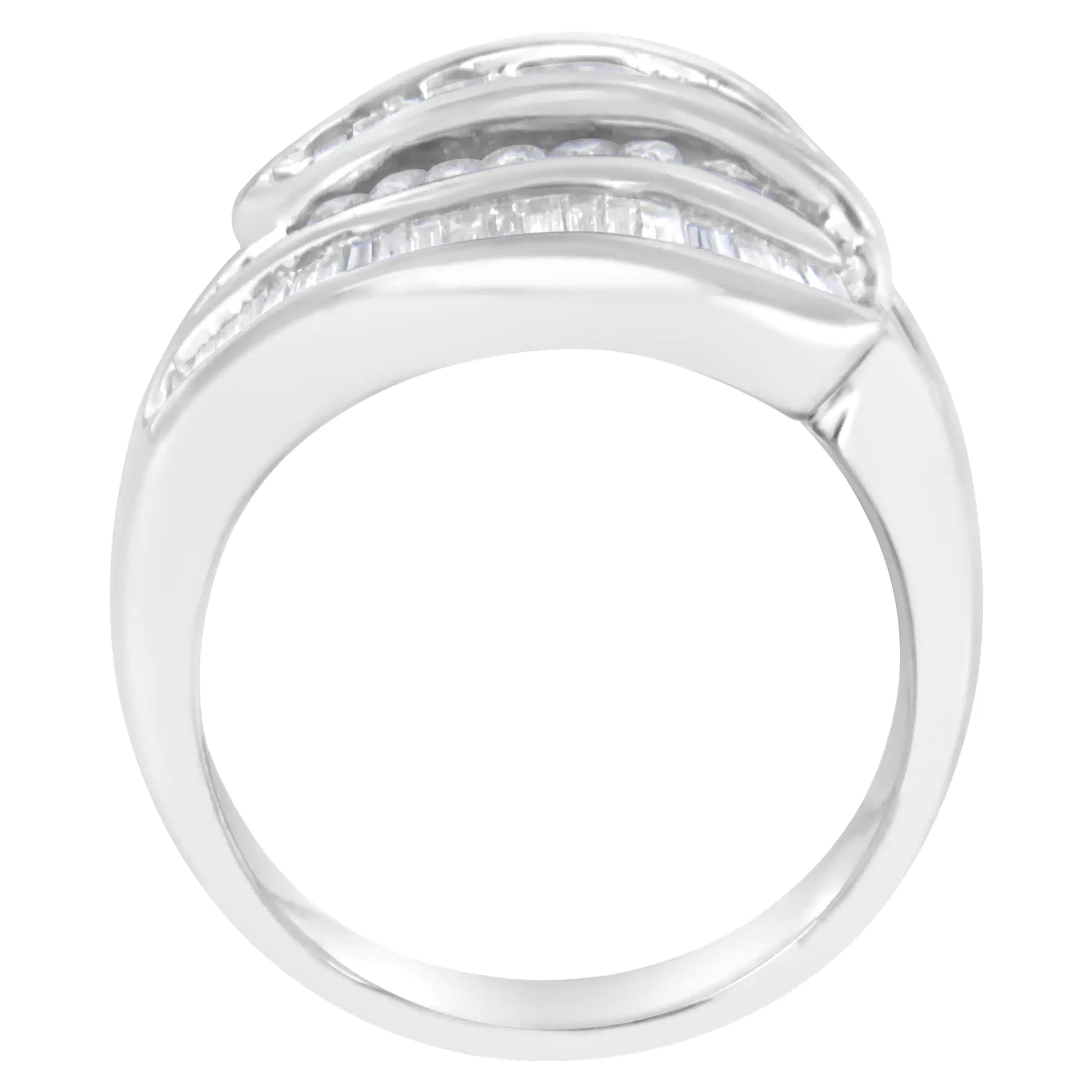 14KT White Gold Diamond Bypass Band Ring (1 cttw, H-I Color, SI1-SI2 Clarity) - Puritific