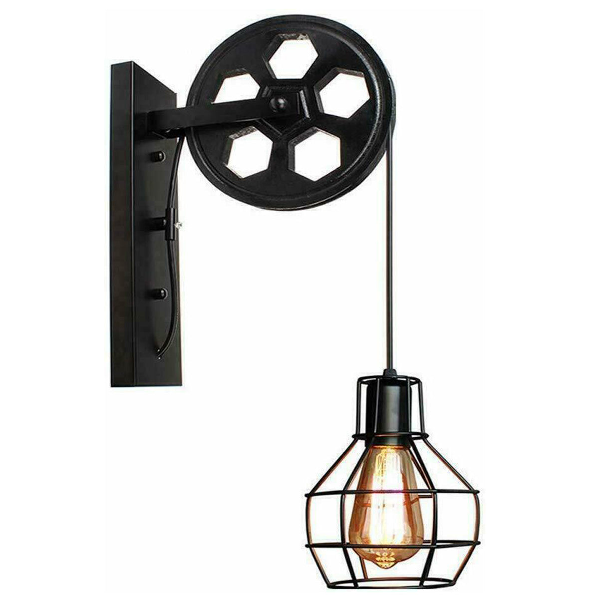 Wall Lamp Retro Wheel Light Rustic Vintage Pipe Industrial Steampunk Lighting~2231-5