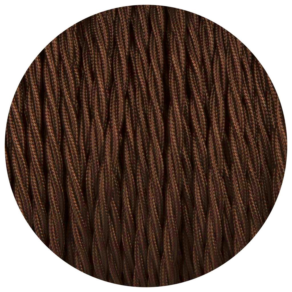 10m 2 Core Twisted Electric Cable Dark Brown Color Fabric 0.75mm~4754-2