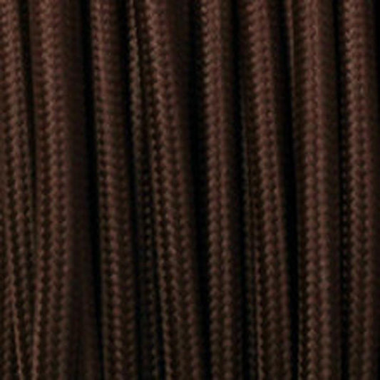 5m 2 Core Round Vintage Braided Fabric Dark Brown Cable Flex 0.75mm~4686-0