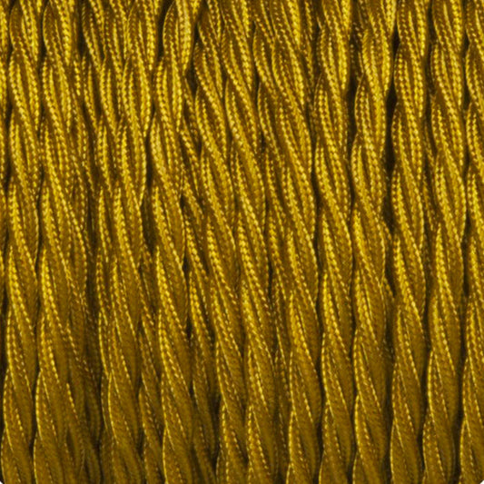 10m 3 Core Vintage Twisted Gold Electric fabric Cable Flex 0.75mm ~4823-0