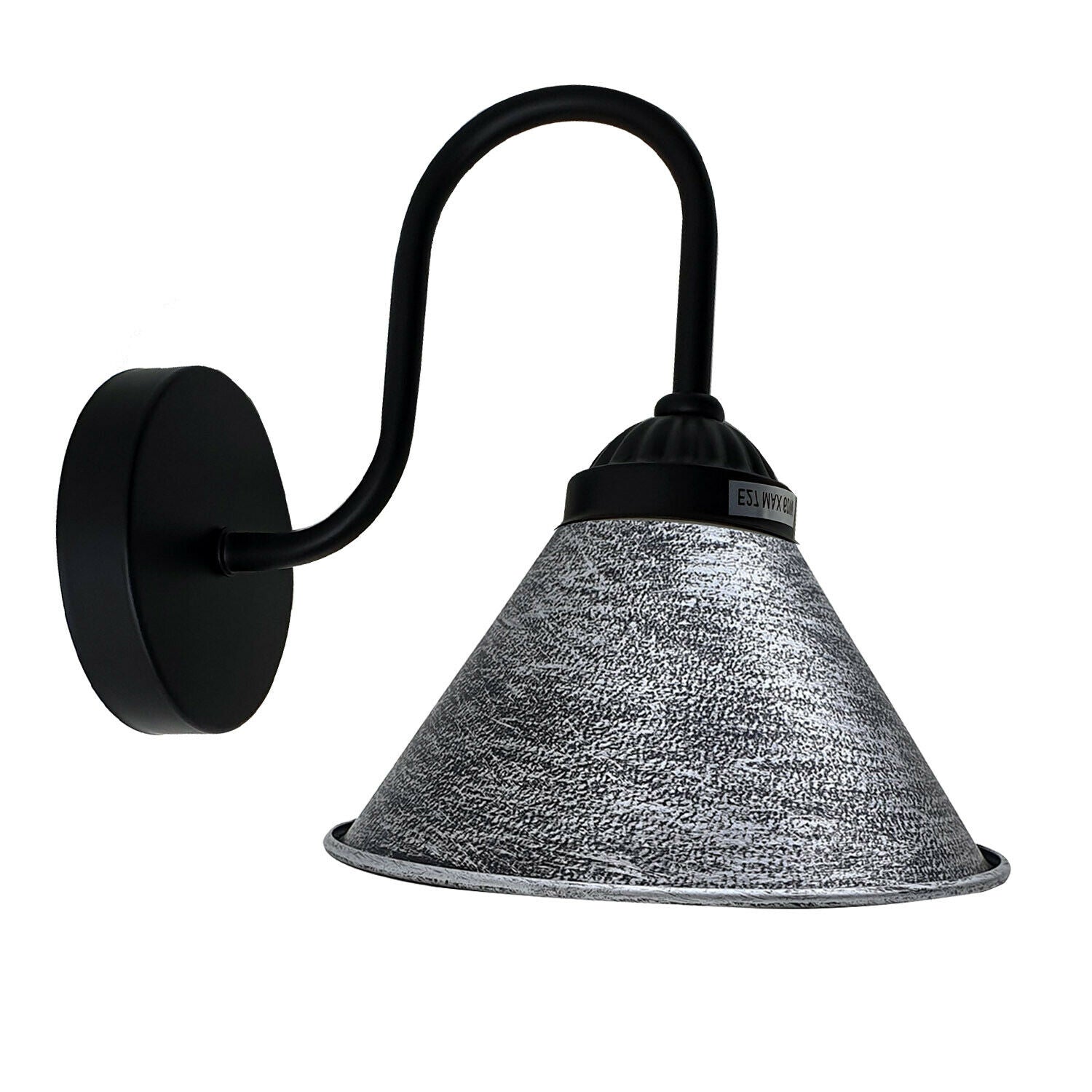 Brushed Black And Silver Lamp Shade With Black Arm Wall Light~2114-0