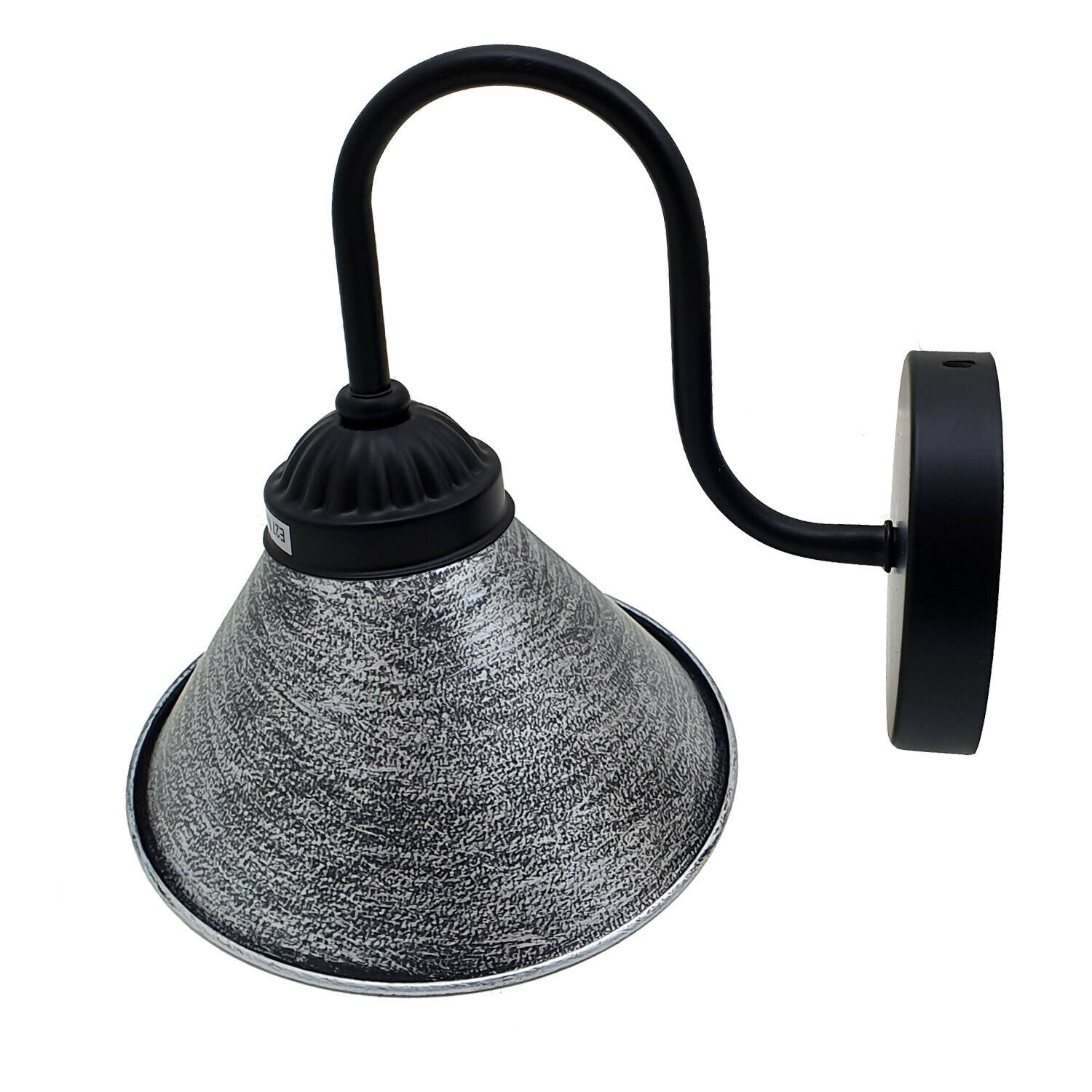 Brushed Black And Silver Lamp Shade With Black Arm Wall Light~2114-4