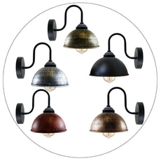 Retro Wall Lamp with Dome Metal Shade, E27 Indoor Wall Lighting Fixtures~1264-0