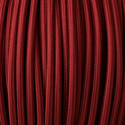 3 core Round Vintage Braided Fabric Burgundy Cable Flex 0.75mm~3190-0