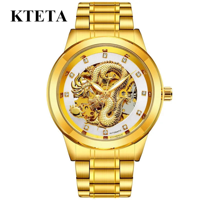 Golden Dragon Carved Automatic Mechanical Watch - Puritific