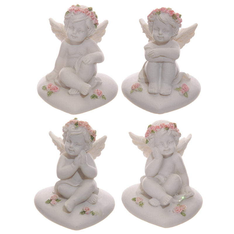 Collectable Cherub Sitting on Heart with Pink Roses CHE103-0