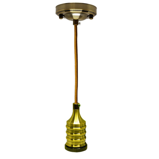 Yellow Brass E27 Bulb Holder Industrial Pendant Light~3145-0