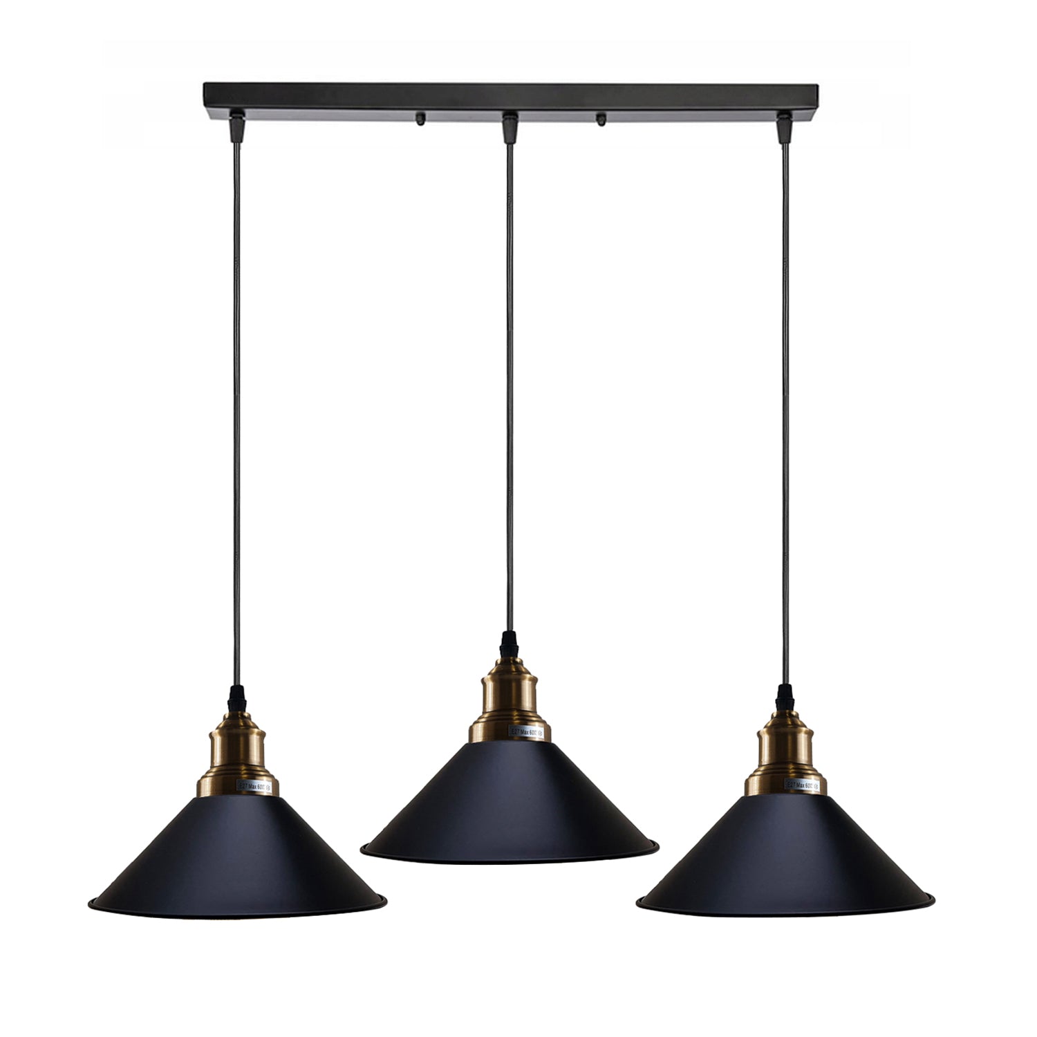 3 Light Black dustrial  Hanging Pendant Light ~5266-3