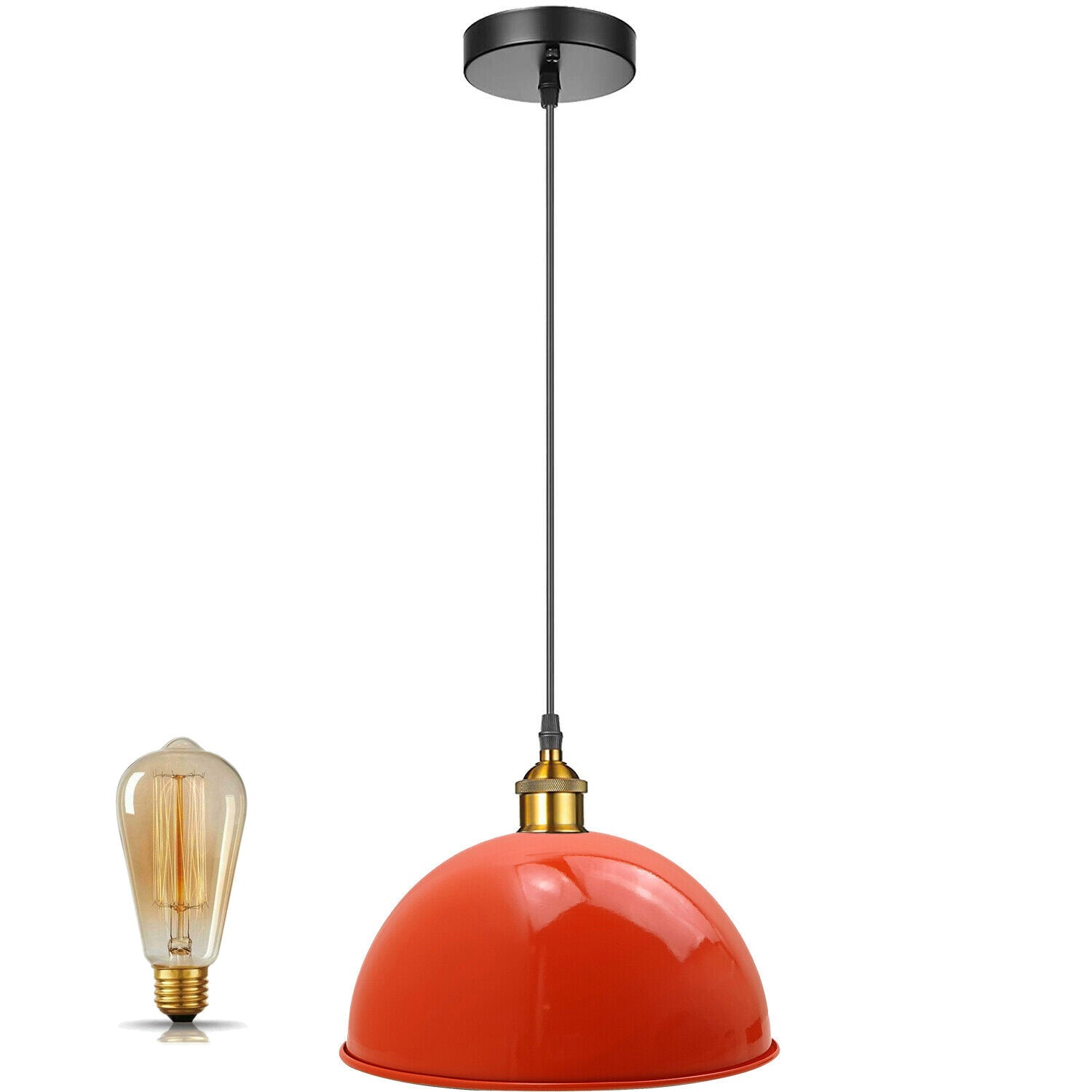 Vintage Modern Orange Metal Shade Ceiling Pendant Light Indoor Light Fitting With 95cm Adjustable Wire~1271-4