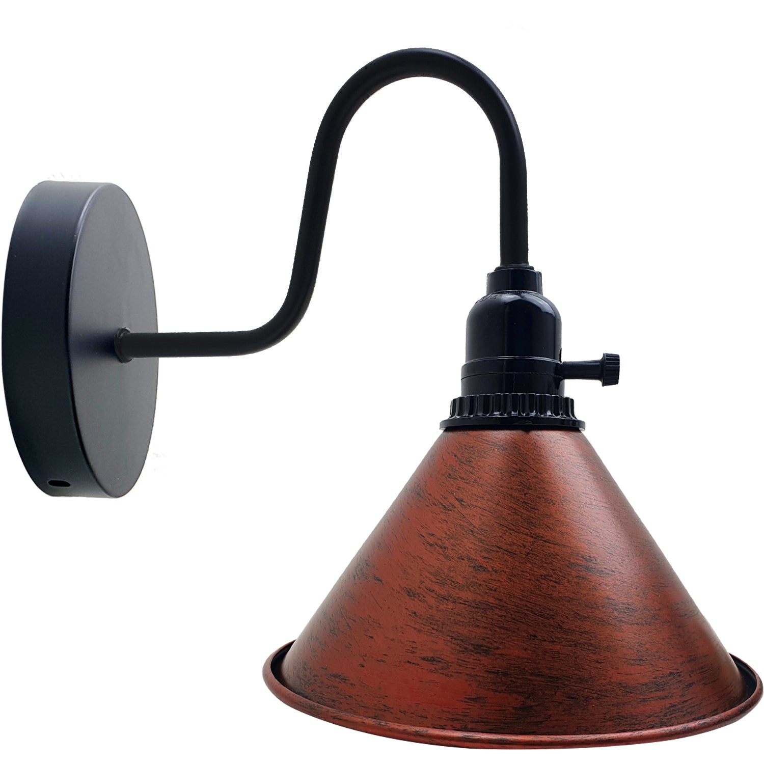 Rustic Red Colour Shade Metal Wall Light with switch Holder Brushed Effect~2523-3