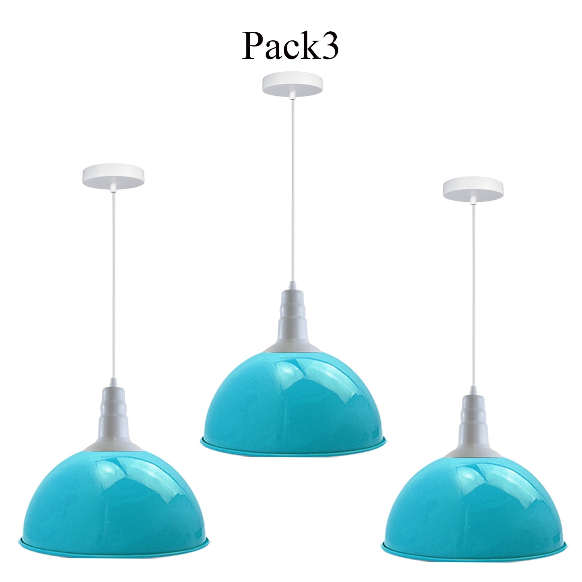 3 Pack Blue Dome Pendant Ceiling Light on Bar~3565-1