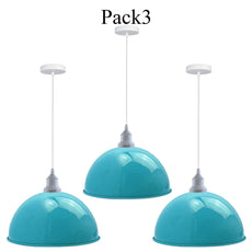 3 Pack Vintage Industrial Ceiling Light Blue Pendant Light Retro Loft Style Metal Shade Lamp~3571-0