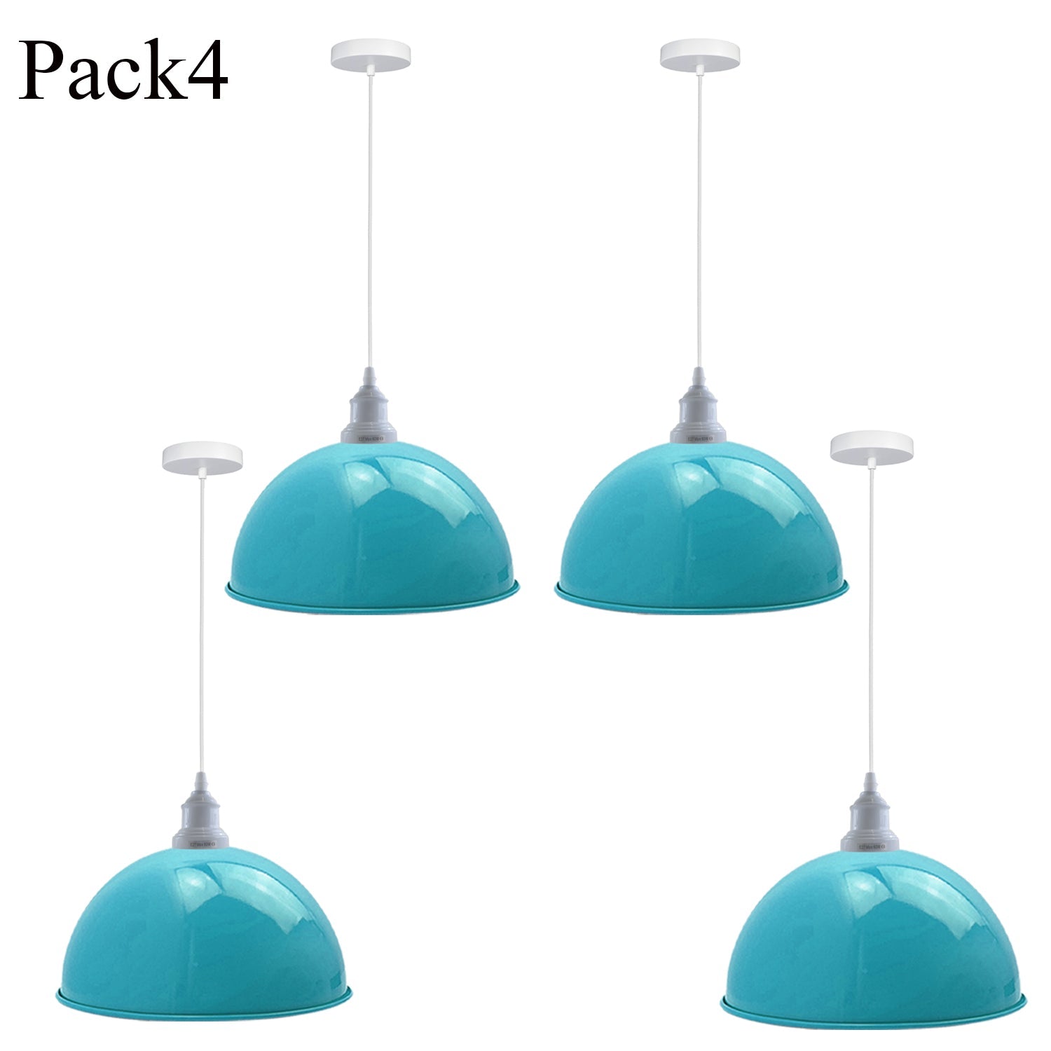 4 Pack Vintage Industrial Ceiling Light Blue Pendant Light Retro Loft Style Metal Shade Lamp~3570-0