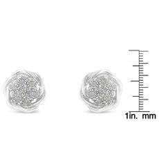 Sterling Silver Diamond Swirl Cluster Stud Earrings (1/6 cttw, I-J Color, I2-I3 Clarity) - Puritific