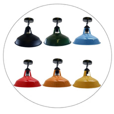 Colour Industrial Metal Ceiling Plate Light Holder & Retro Pendant Lamp Shade~1412-0