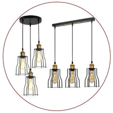 Vintage Pendant Light Shade Industrial Metal Wire Frame Loft Cage Ceiling Light~2024-0