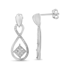 Sterling Silver Round Cut Diamond Infinity Earrings (0.04 cttw, H-I Color, I2-I3 Clarity) - Puritific