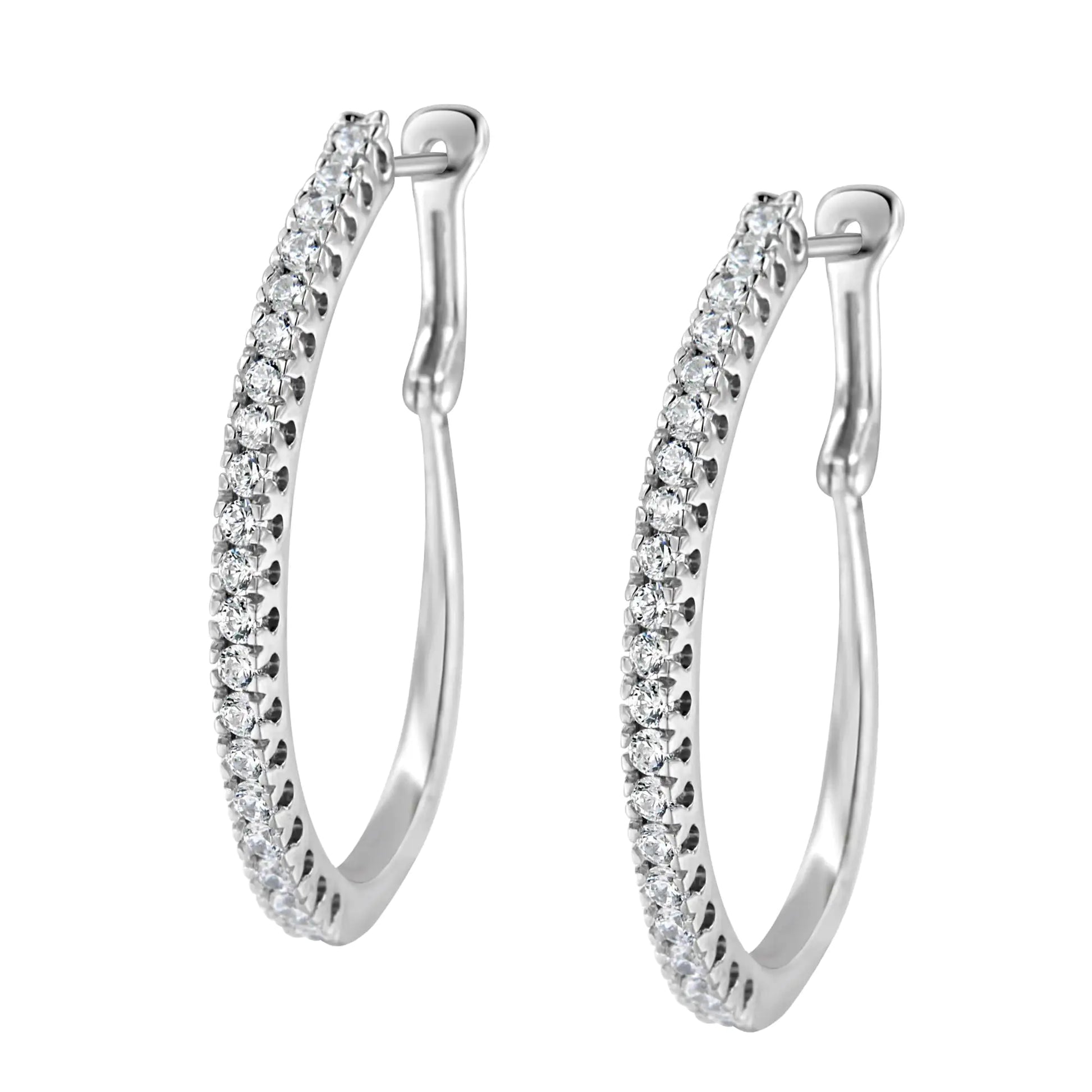 14KT White Gold 1 cttw Diamond Hoop Earrings (H-I, I1-I2) - Puritific