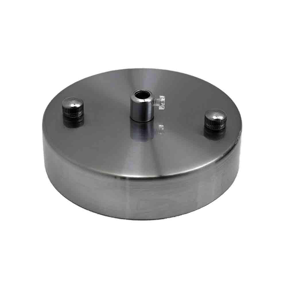 Round Metal 100mm Single Outlet Ceiling Rose Kit with 10mm Holes and Fixing Plate~2912-6