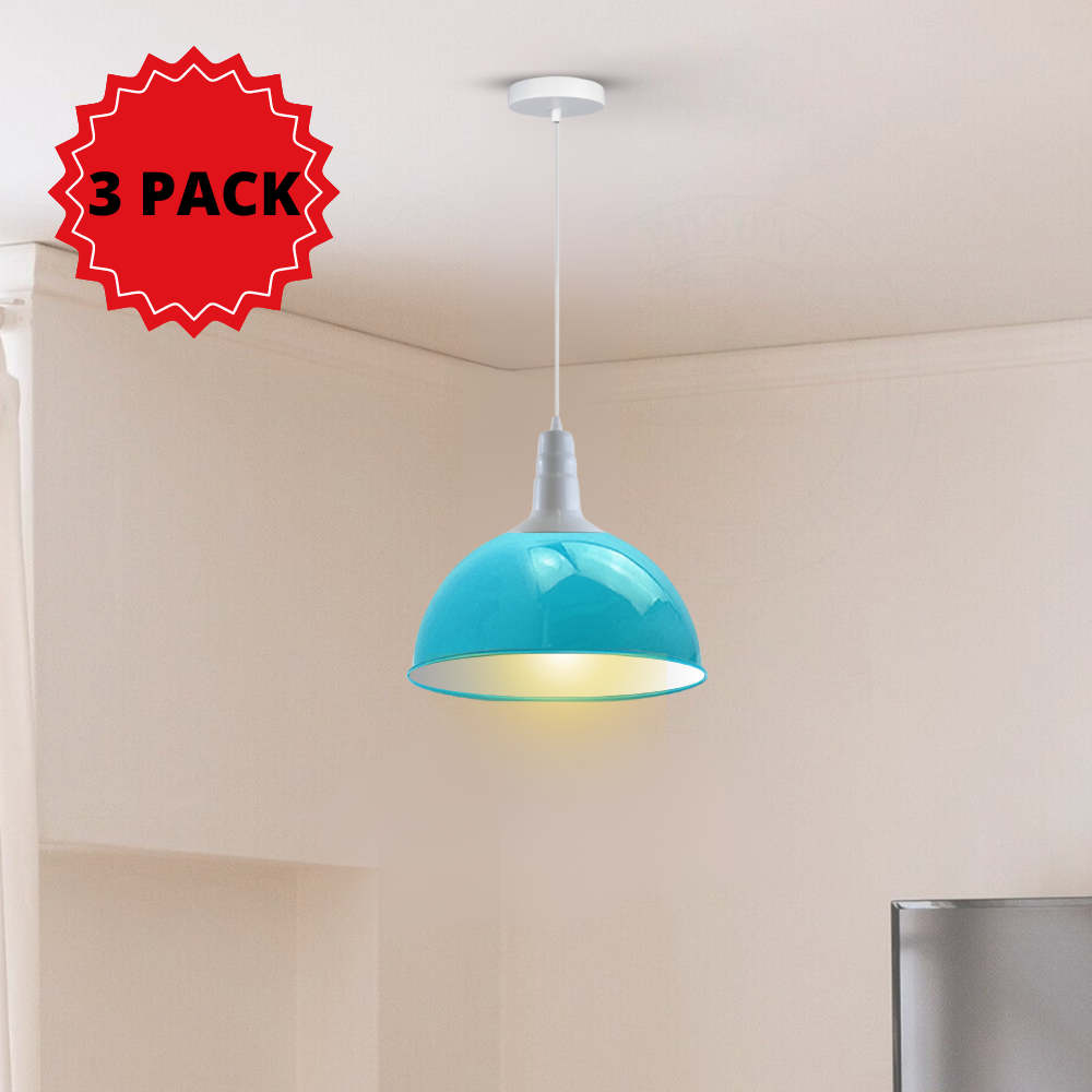 3 Pack Blue Dome Pendant Ceiling Light on Bar~3565-0