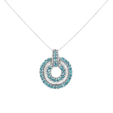 14KT White Gold 1/2 cttw Treated Blue Diamond Round Pendant Necklace (I-J, I1-I2) - Puritific