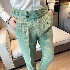 High Waist Waffle Business Casual Suit Pants for Men - Puritific