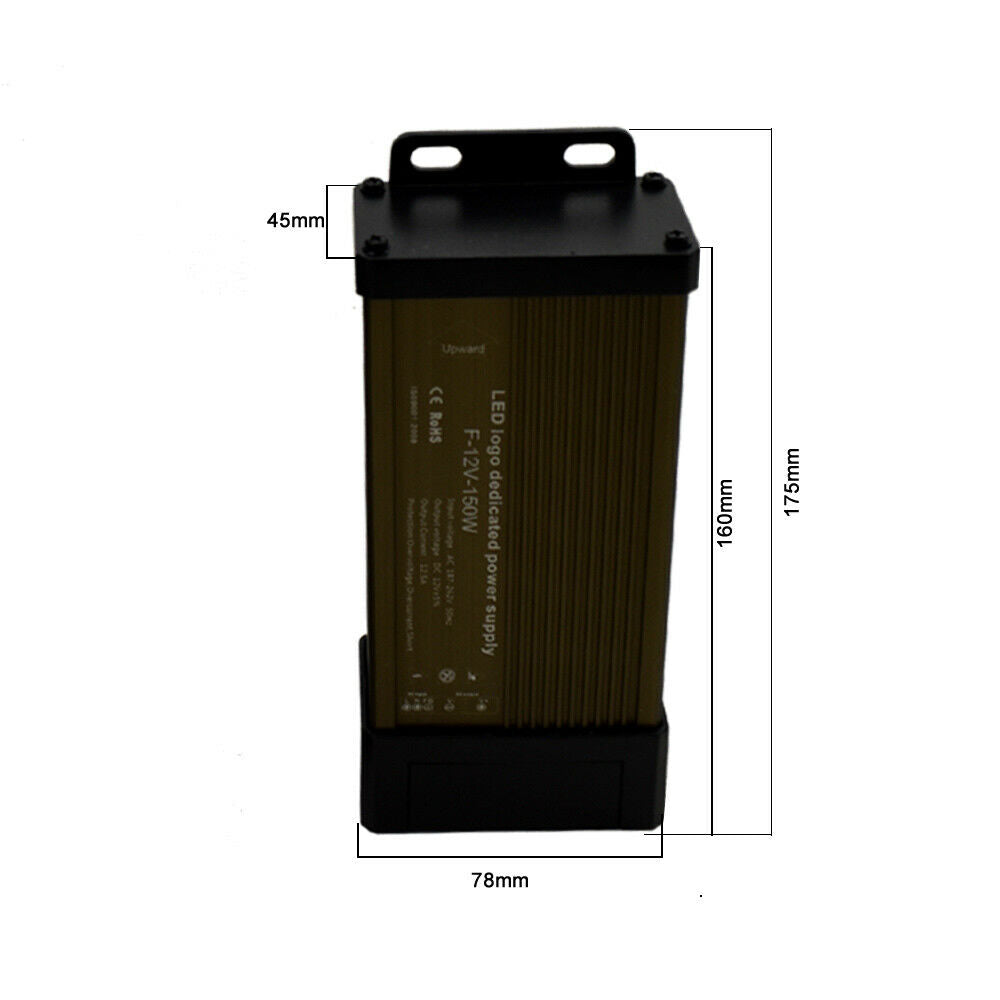 DC 12V 150W Waterproof IP45 LED Driver Outdoor 12.5A LED Driver AC 187-262V Adapter ~ 2107-1