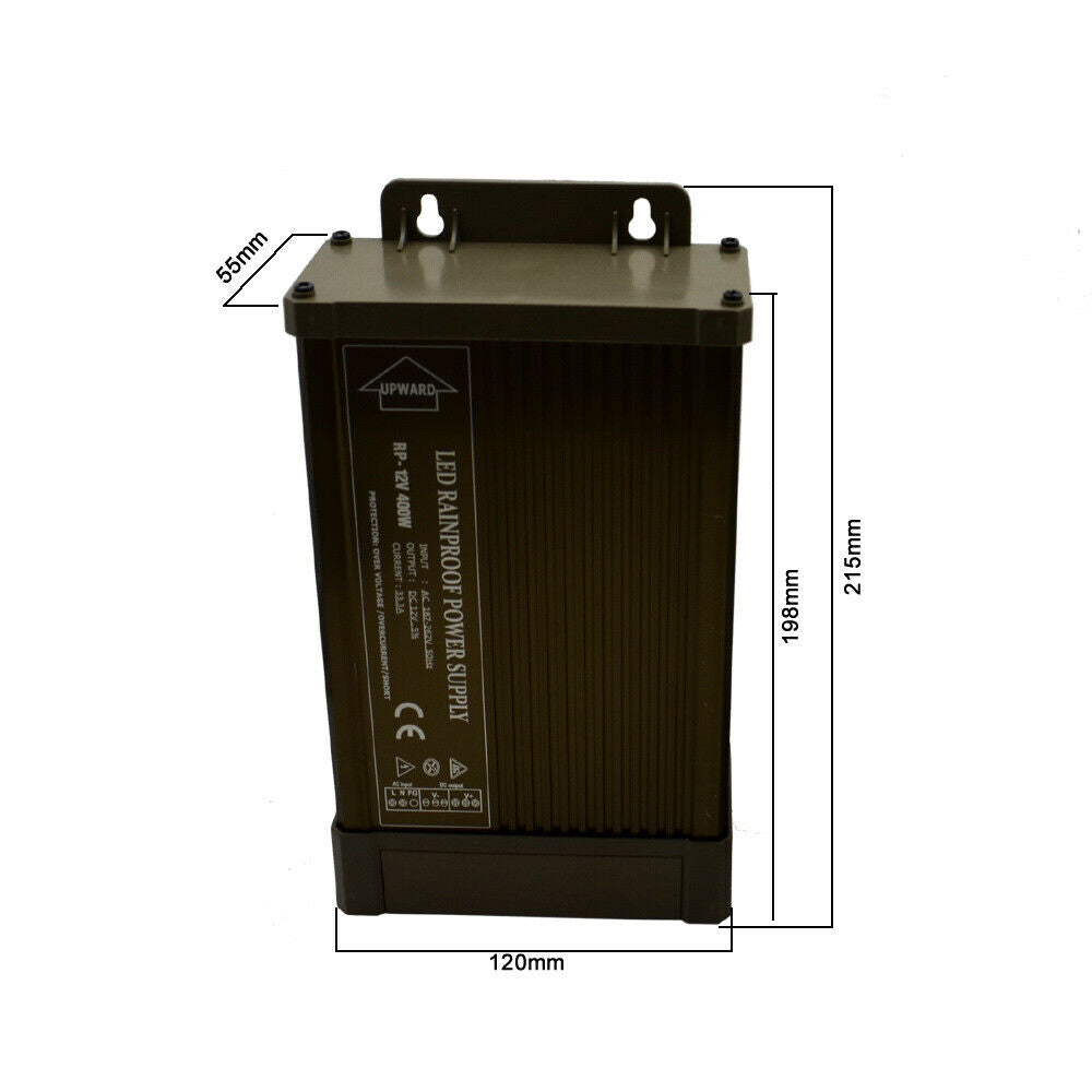 DC 12V 400W IP45 Rain Proof Outdoor 33.3A LED Driver AC 190-240V Adapter~2103-2