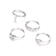 Classic Silver Crystal Heart Ring Set - Puritific