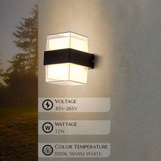 Cuboid Box 12W Up/Down IP54 LED Outdoor Wall Sconce Light~4963-2