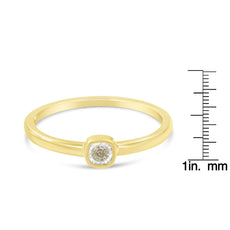 14K Yellow Gold Plated .925 Sterling Silver 1/20 Carat Diamond Square Cushion-Shaped Miracle Set Petite Fashion Promise Ring (J-K Color, I1-I2 Clarity) - Puritific