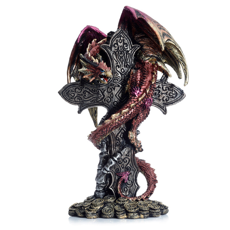 Dark Legends Celtic Cross Treasure Guardian Dragon DRG520-0