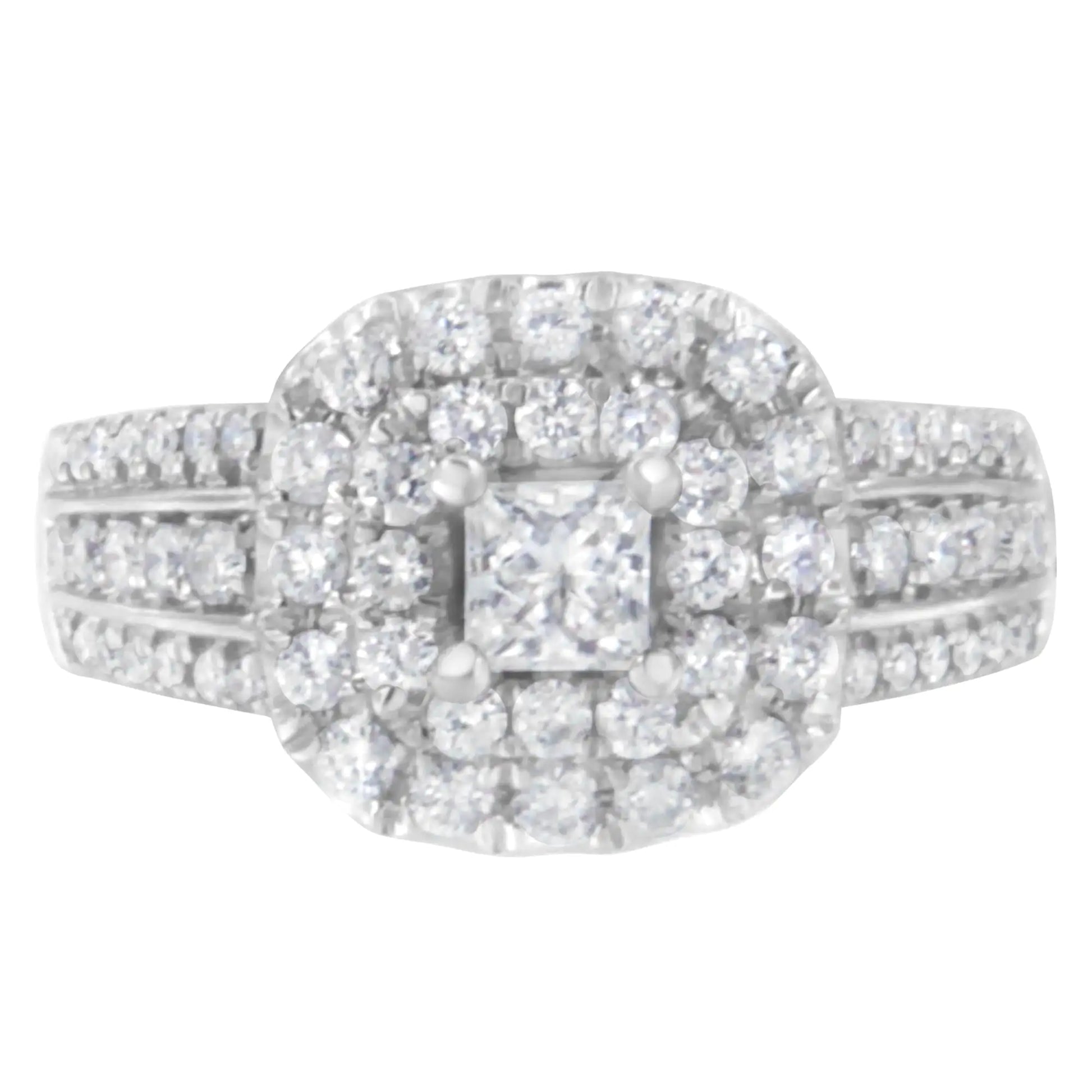 14KT White Gold Diamond Cluster Ring (1 cttw, H-I Color, I1-I2 Clarity) - Puritific