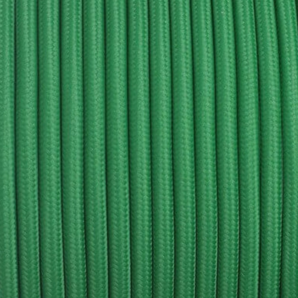 10m Green Round Fabric Flex 2 Core Braided Cloth Cable Lighting Wire~4713-0