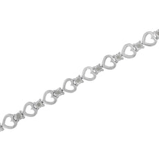 Sterling Silver Diamond Heart Link Bracelet (1/4 cttw, I-J Color, I3 Clarity) - Puritific