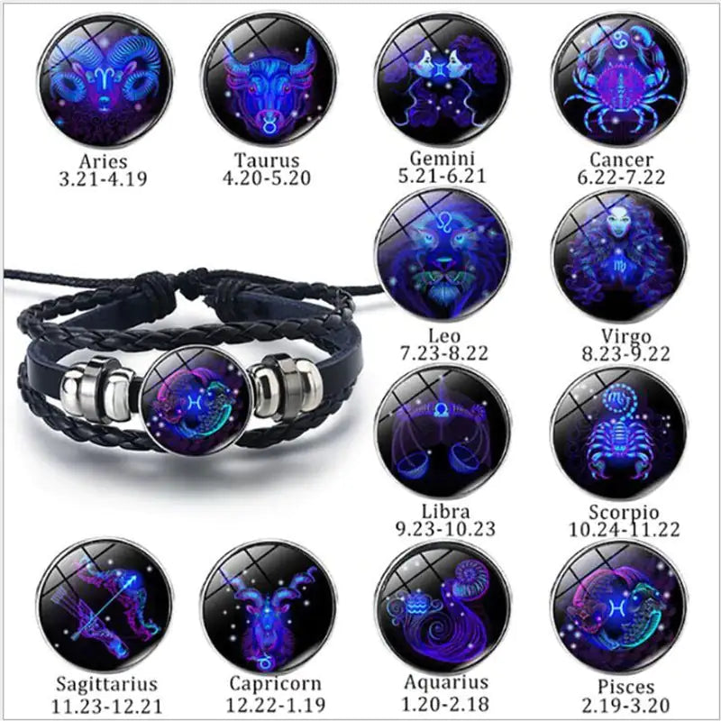 Zodiac Constellation Bracelet Braided Design Bracelet For Men Women Kids - Puritific