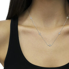 Sterling Silver Diamond Station Necklace (1/2 cttw, I-J Color, I1-I2 Clarity) - Puritific