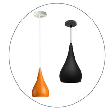 Black & Orange Industrial Teardrop Pendant Ceiling Light ~1592-1