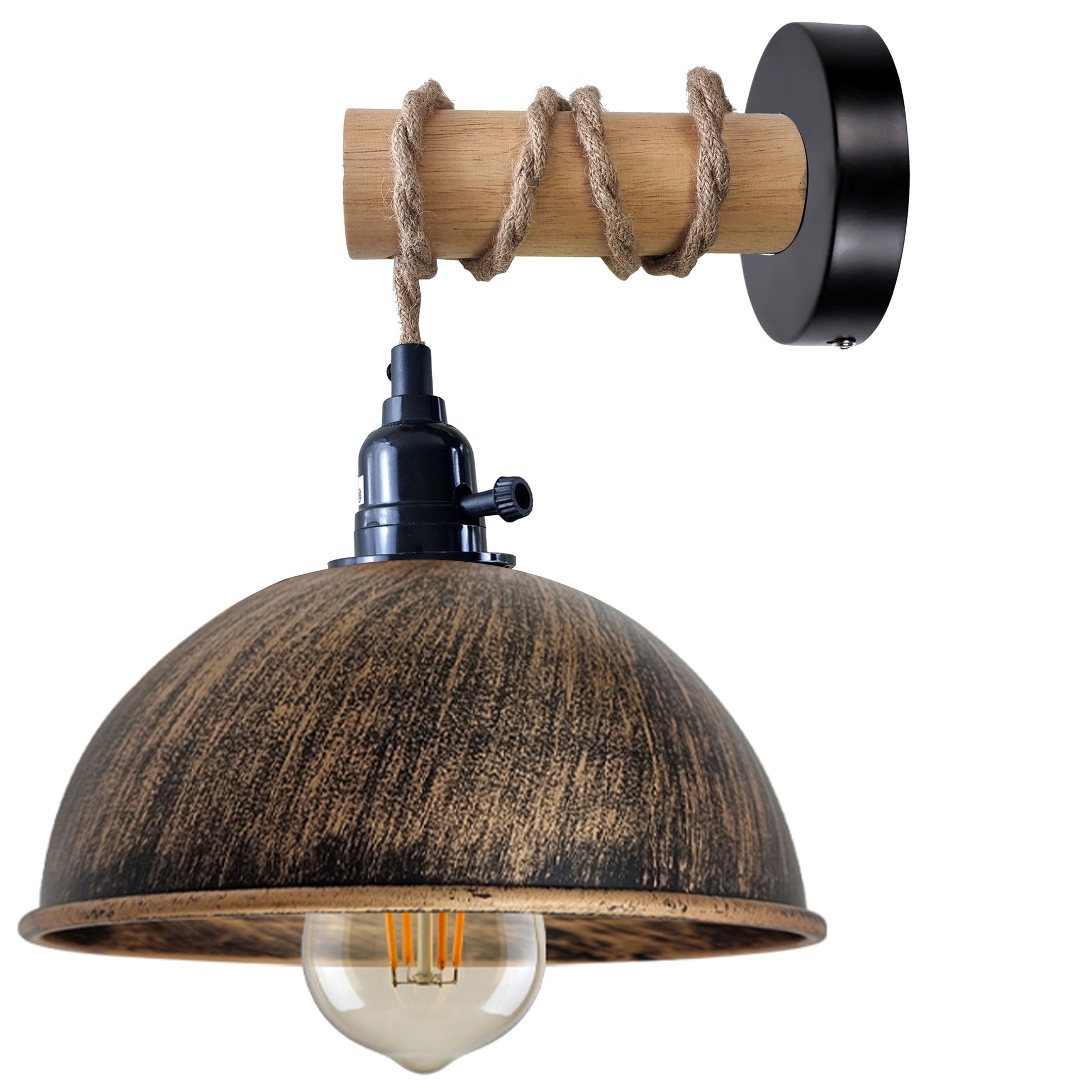 Wood wall lamp with Dome shade ~ 5166-10