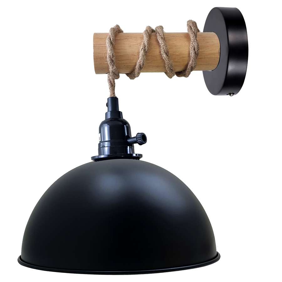 Wood wall lamp with Dome shade ~ 5166-9