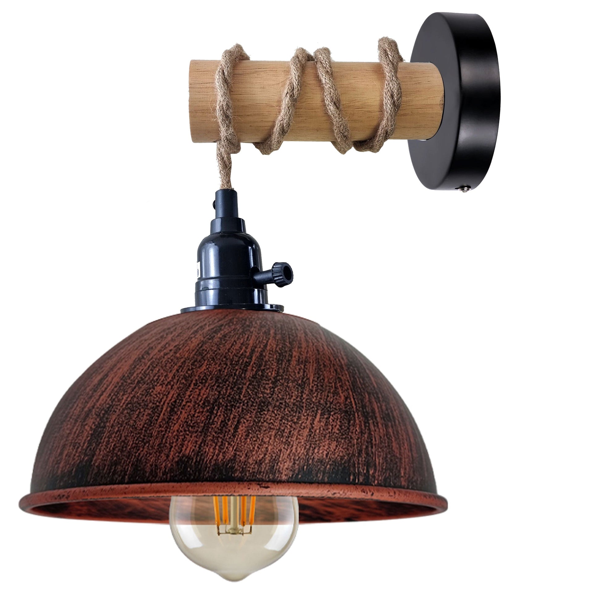 Wood wall lamp with Dome shade ~ 5166-12