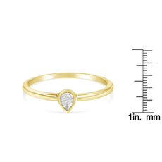 14K Yellow Gold Plated .925 Sterling Silver 1/20 Carat Diamond Teardrop Pear-Shaped Miracle Set Petite Fashion Ring (J-K Color, I1-I2 Clarity) - Puritific