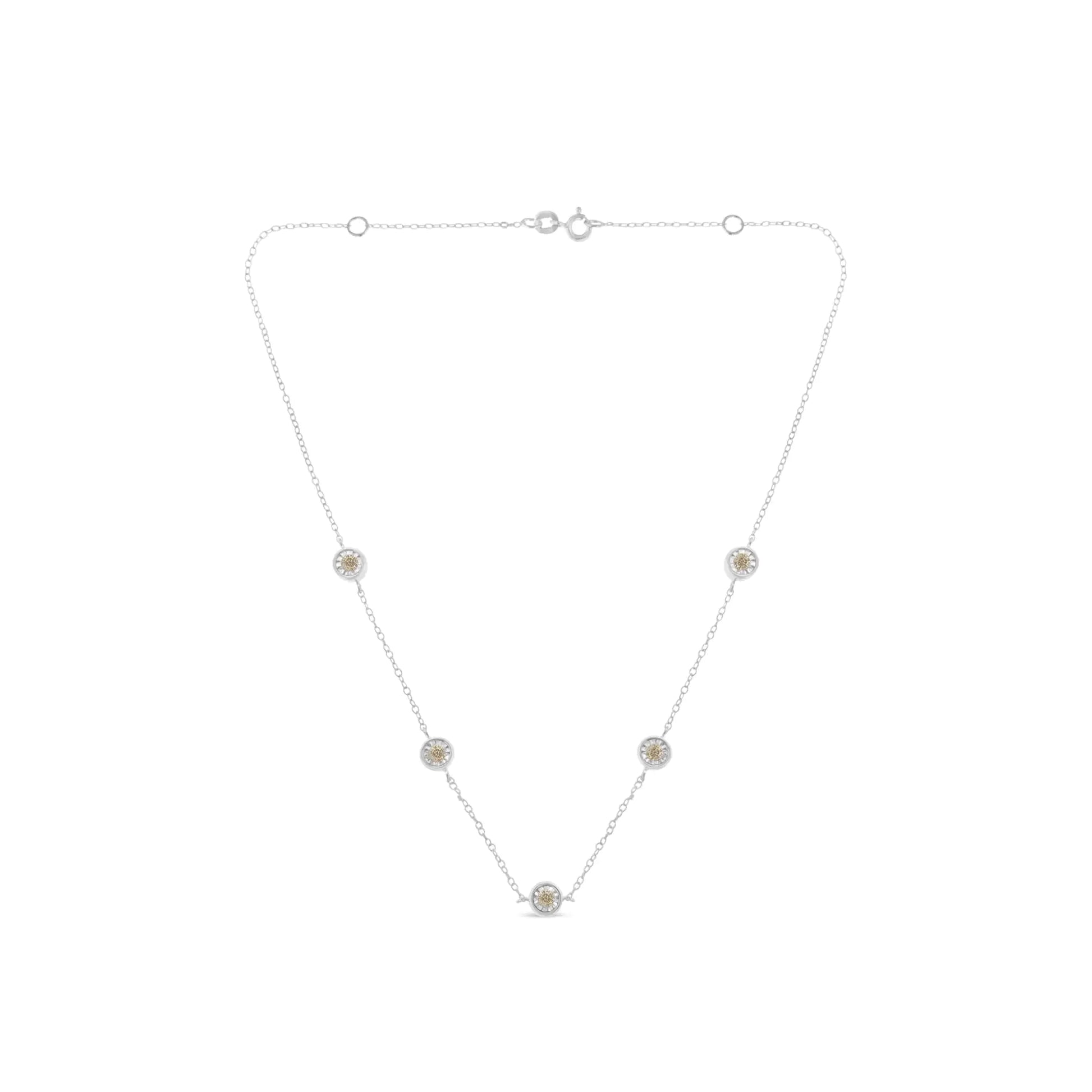 Sterling Silver Diamond Station Necklace (1/2 cttw, I-J Color, I1-I2 Clarity) - Puritific