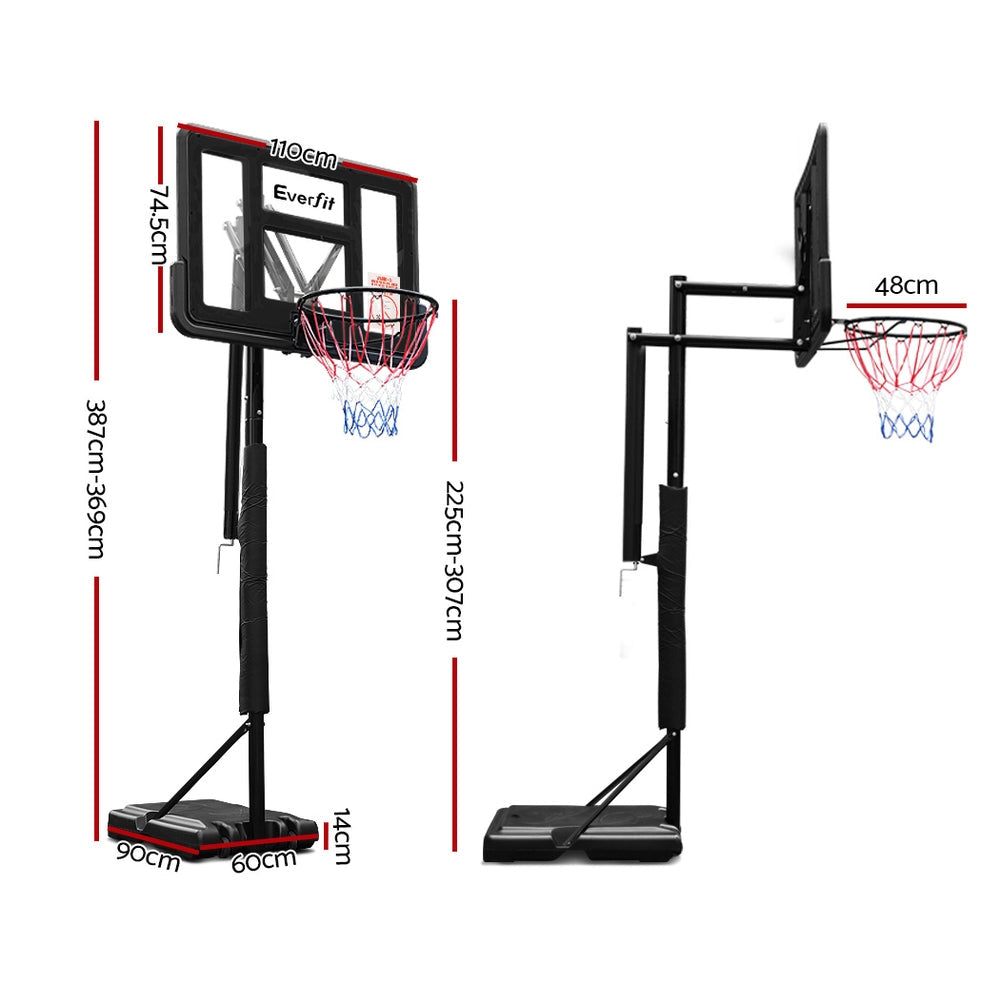 Everfit 3.05M Basketball Hoop Stand System Ring Portable Net Height Adjustable Black-1