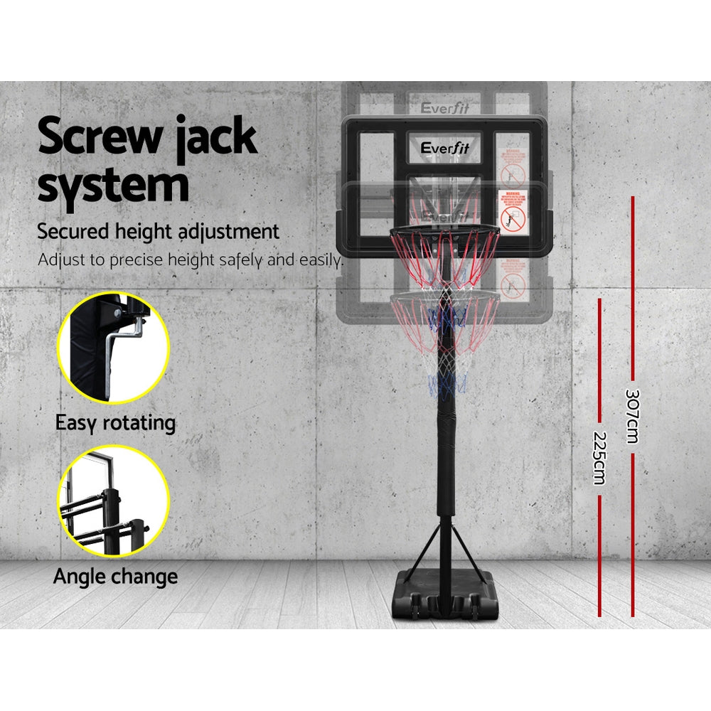 Everfit 3.05M Basketball Hoop Stand System Ring Portable Net Height Adjustable Black-4